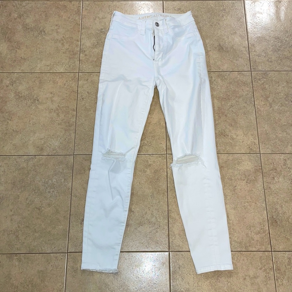 American Eagle super high waist white jegging
